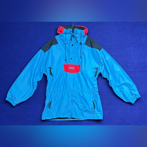 Vintage 90s Columbia Radial Sleeve Color Block Anorak Pullover Jacket Size Md - Picture 3 of 9